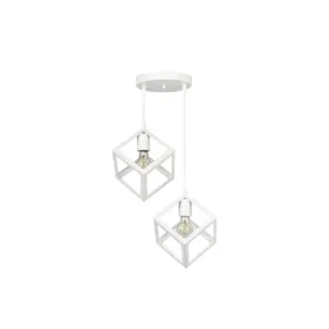 GLOBOSTAR® DISE 201-0053 Μοντέρνο Κρεμαστό Φωτιστικό Οροφής με Ντουί 2 x E27 AC 220-240V IP20 - Λευκό - Μ50 x Π30 x Υ50cm