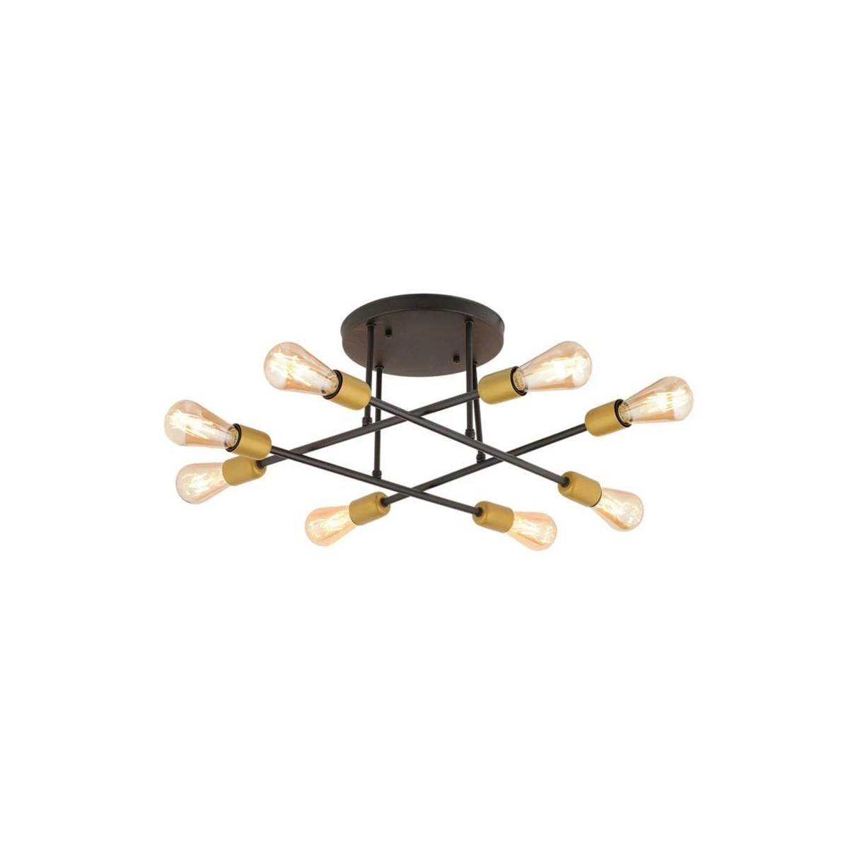 GLOBOSTAR® BLAZEA 201-0064 Vintage Φωτιστικό Οροφής με Ντουί 8 x E27 AC 220-240V IP20 - Χρυσό & Μαύρο - Μ51 x Π51 x Υ7cm
