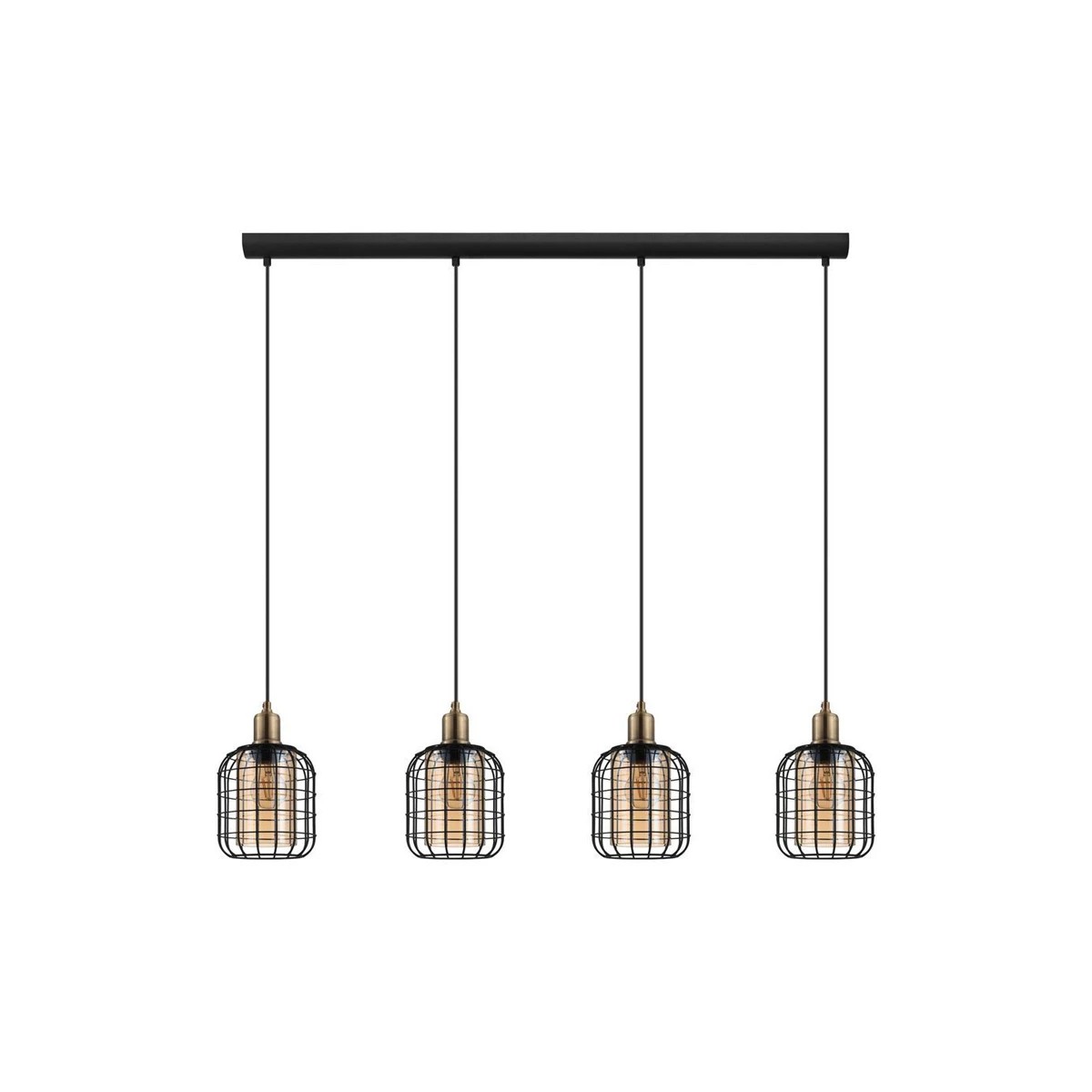 GLOBOSTAR® PULSAR 201-0103 Vintage Κρεμαστό Φωτιστικό Οροφής με Ντουί 4 x E27 AC 220-240V IP20 - Μαύρο - Μ80 x Π22 x Υ46cm