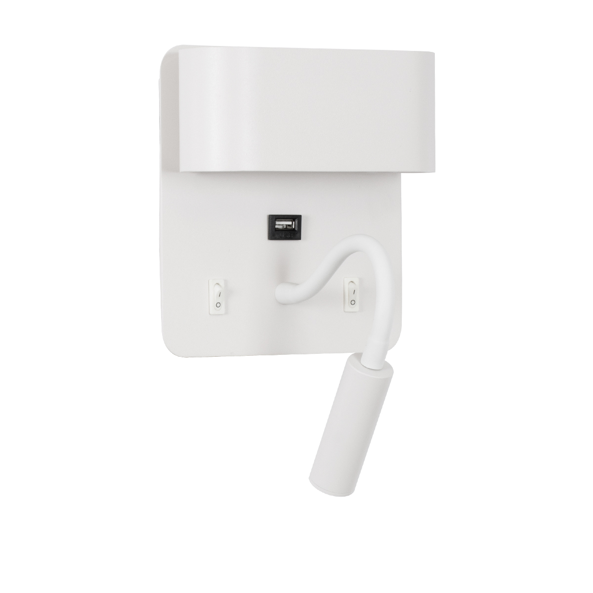 GLOBOSTAR® IBIS 61368 Μοντέρνο Φωτιστικό Τοίχου - Απλίκα Ξενοδοχείου Reading Light με Φορτιστή USB 3A LED 10W 1100lm 36° & 360° AC 220-240V IP20 Φυσικό Λευκό 4500K - Bridgelux COB Chip & TÜV SÜD Driver - Λευκό Ματ - Μ10 x Π6.1 x Υ18cm - 3 Χρόνια Εγγύηση - Image 2