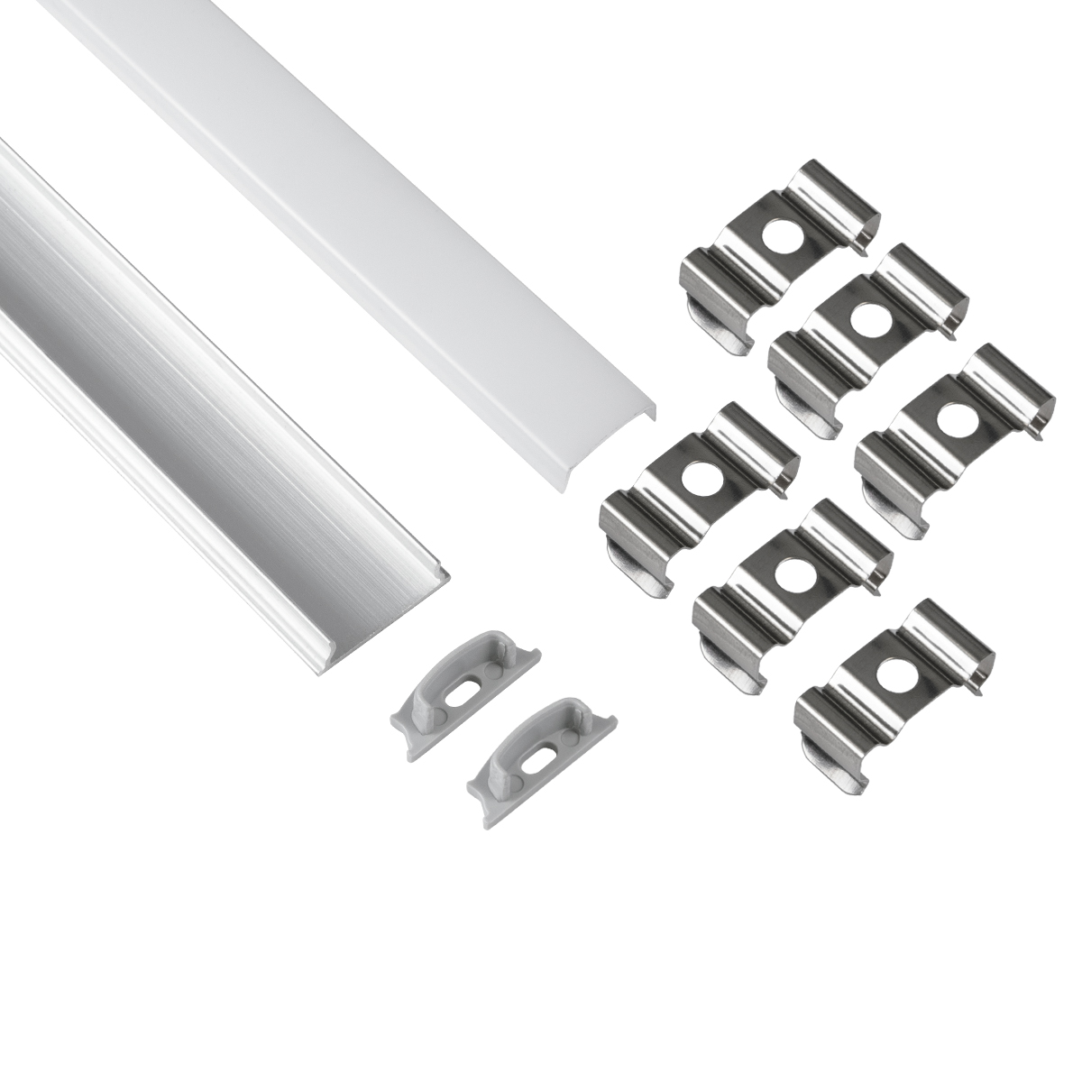 GLOBOSTAR® ALP-LINEAR CURBARIO 70802-3M Επιφανειακό Εύκαμπτο Προφίλ Αλουμινίου με Λευκό Γαλακτερό Πατητό Κάλυμμα για Ταινίες LED IP20 - Ασημί & Λευκό - Μ300 x Π1.8 x Υ0.5cm - Πακέτο 5 Τεμαχίων - Image 2