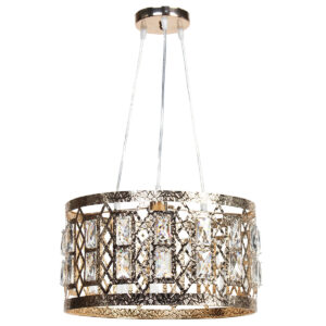 Φωτιστικό μεταλλικό κρεμαστό 3 Χ Ε27 Φ40Χ20 εκ. Χρυσό με κρύσταλλα - GLOBOBOX 526836