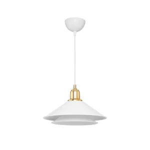GLOBOSTAR® FERRO 203-0268 Μοντέρνο Κρεμαστό Φωτιστικό Οροφής με Ντουί 1 x E27 AC 220-240V IP20 - Λευκό & Χρυσό - Μ30 x Π30 x Υ19cm