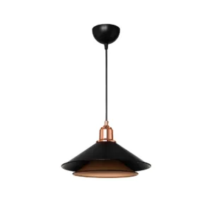 GLOBOSTAR® FERRO 203-0269 Μοντέρνο Κρεμαστό Φωτιστικό Οροφής με Ντουί 1 x E27 AC 220-240V IP20 - Μαύρο & Χάλκινο - Μ30 x Π30 x Υ19cm