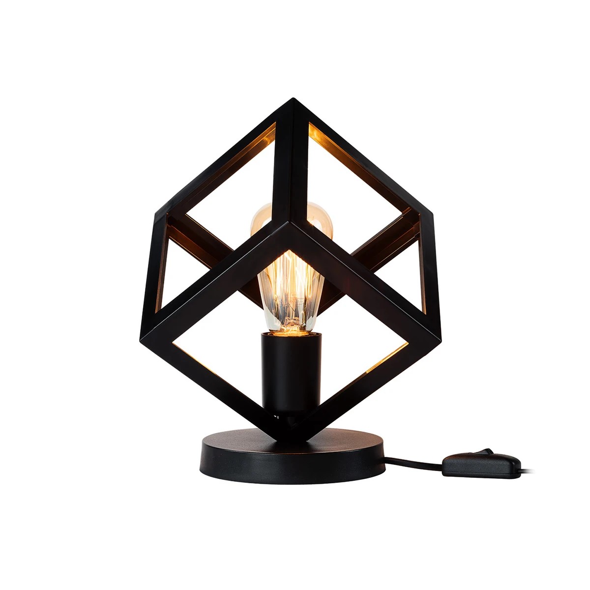 GLOBOSTAR® DISE 203-0272 Μοντέρνο Επιτραπέζιο Φωτιστικό Πορτατίφ με Ντουί 1 x E27 AC 220-240V IP20 - Μαύρο - Μ28 x Π28 x Υ29cm - Image 2