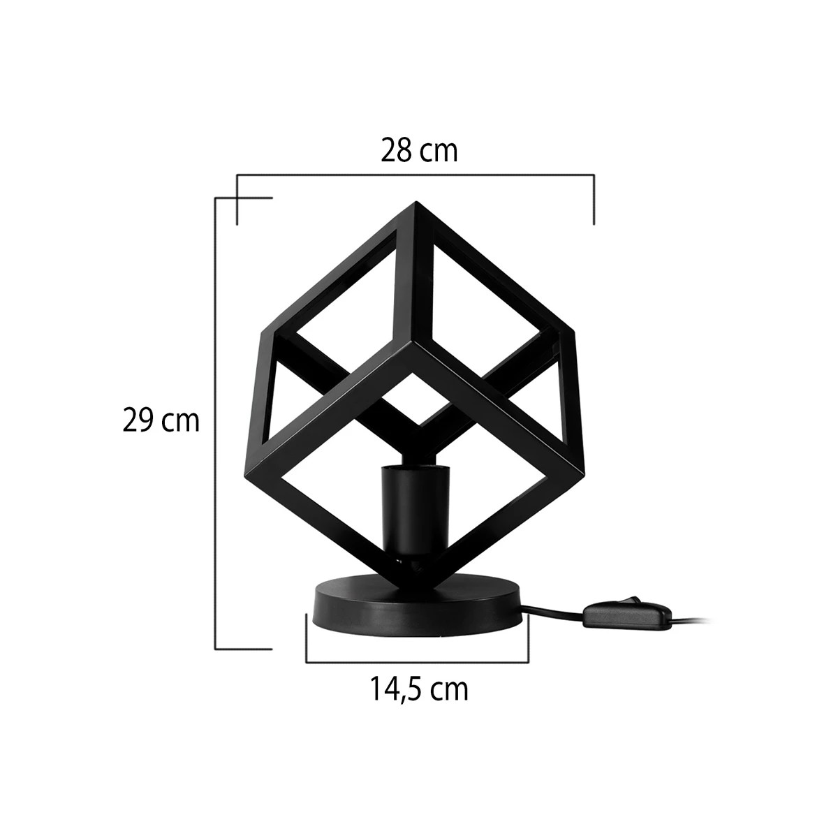 GLOBOSTAR® DISE 203-0272 Μοντέρνο Επιτραπέζιο Φωτιστικό Πορτατίφ με Ντουί 1 x E27 AC 220-240V IP20 - Μαύρο - Μ28 x Π28 x Υ29cm - Image 3