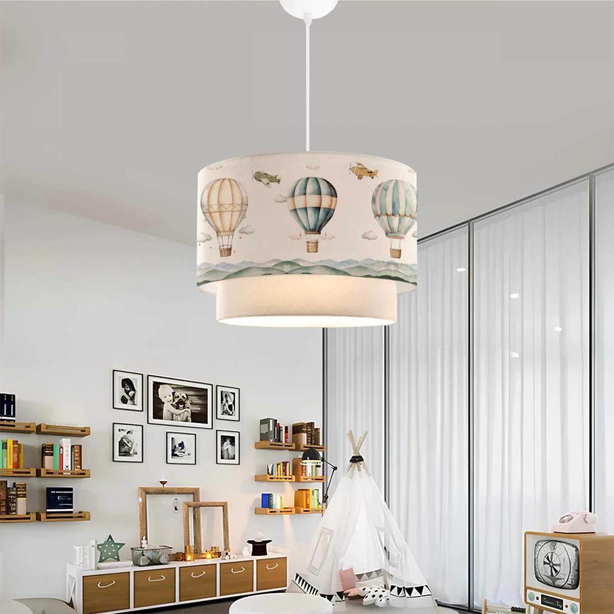 GLOBOSTAR® BALLON 204-0121 Παιδικό Κρεμαστό Φωτιστικό Οροφής με Ντουί 1 x E27 AC 220-240V IP20 - Πολύχρωμο - Μ30 x Π30 x Υ20cm - Image 3