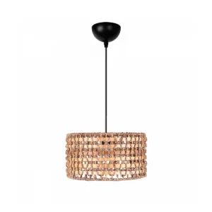 GLOBOSTAR® POMEGRANDE 204-0158 Boho Κρεμαστό Φωτιστικό Οροφής με Ντουί 1 x E27 AC 220-240V IP20 - Μπεζ & Καφέ - Μ30 x Π30 x Υ18cm