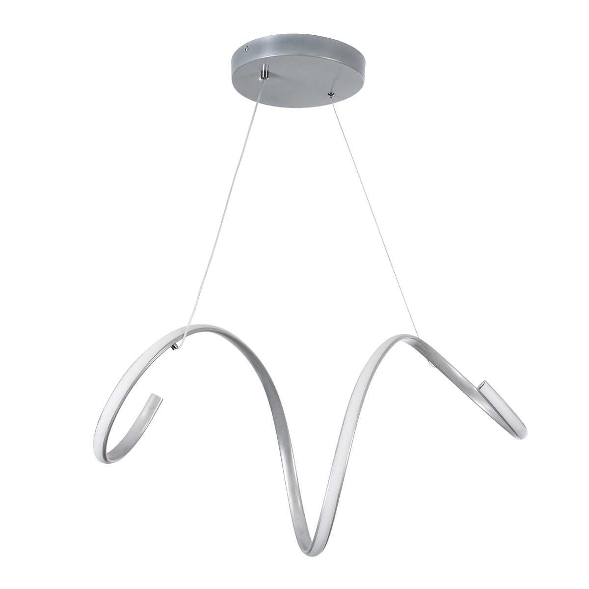 GLOBOSTAR® SPIRALE 61285 Μοντέρνο Κρεμαστό Φωτιστικό Οροφής LED 75W 8400lm 300° AC 220-240V IP20 Ρυθμιζόμενο Λευκό CCT με Χειριστήριο από 2700K έως 6000K Dimmable - Lumileds SMD Chip - Νίκελ Βούρτσας - Μ72 x Π25 x Υ30cm - 3 Χρόνια Εγγύηση - Image 2