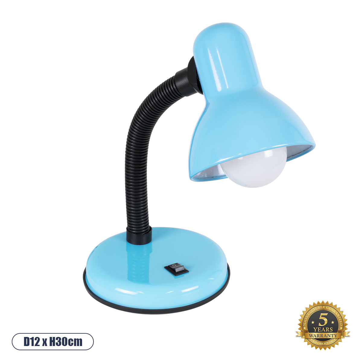 GLOBOSTAR® STUDENT 01532 Μοντέρνο Επιτραπέζιο Φωτιστικό Πορτατίφ με Ντουί 1 x E27 AC 220-240V IP20 - Γαλάζιο & Μαύρο - Μ12 x Π12 x Υ32cm