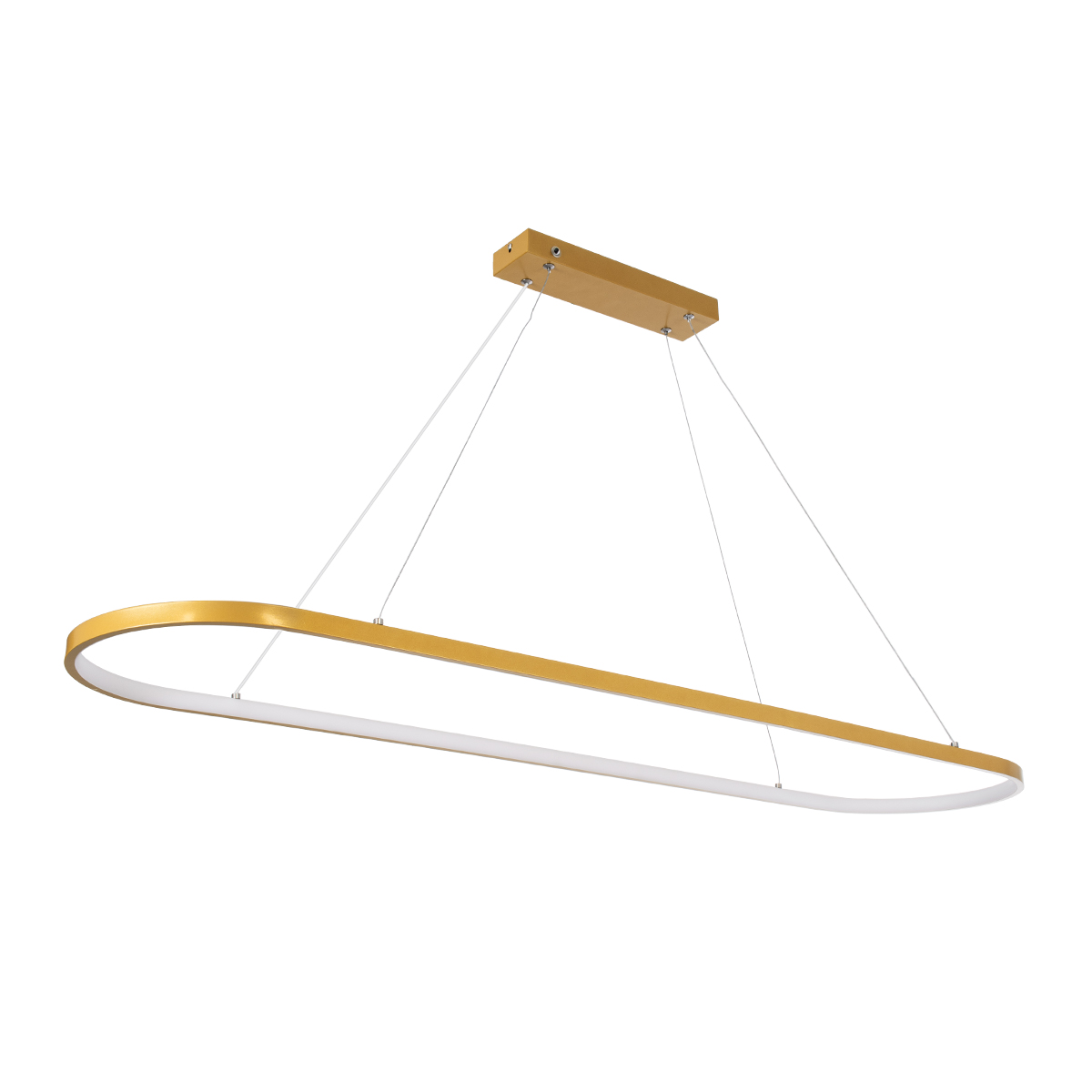 GLOBOSTAR® BOLIVAR 61274 Μοντέρνο Κρεμαστό Φωτιστικό Οροφής LED 54W 6210lm 360° AC 220-240V IP20 Ρυθμιζόμενο Λευκό CCT με Χειριστήριο από 2700K έως 6000K Dimmable - Lumileds SMD Chip - Χρυσό Βούρτσας - Μ120 x Π30 x Υ2cm - 3 Χρόνια Εγγύηση - Image 2