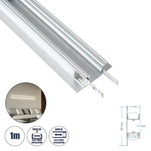 GLOBOSTAR® ALP-WALL-UPDOWN CONCEALED 70844-1M Επιφανειακό Προφίλ Αλουμινίου Ειδικό για Δημιουργία Κρυφού Φωτισμού Up & Down με Λευκό Γαλακτερό Πατητό Κάλυμμα για Ταινίες LED IP20 - Ασημί & Λευκό - Μ100 x Π5 x Υ1.7cm