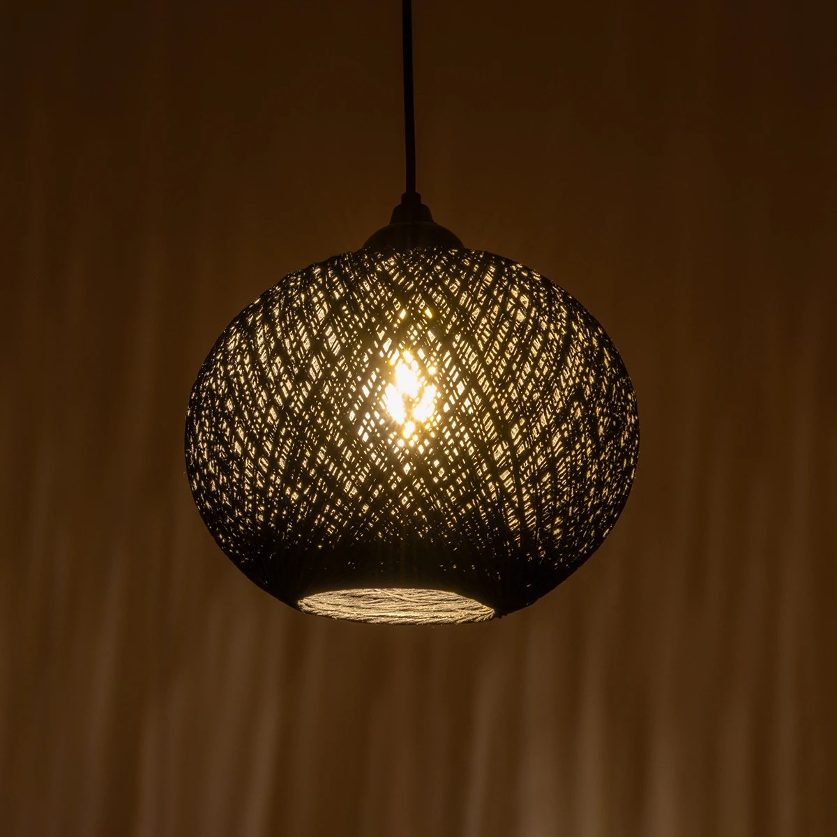GLOBOSTAR® SOLEI 205-0006 Boho Κρεμαστό Φωτιστικό Οροφής με Ντουί 1 x E27 AC 220-240V IP20 - Μαύρο - M20 x Π20 x Υ25cm - Image 2