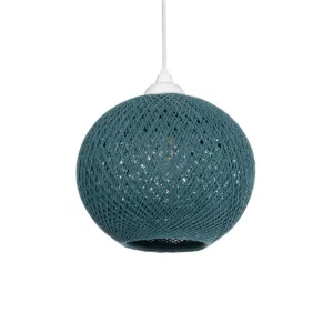 GLOBOSTAR® SOLEI 205-0012 Boho Κρεμαστό Φωτιστικό Οροφής με Ντουί 1 x E27 AC 220-240V IP20 - Τιρκουάζ - M20 x Π20 x Υ25cm