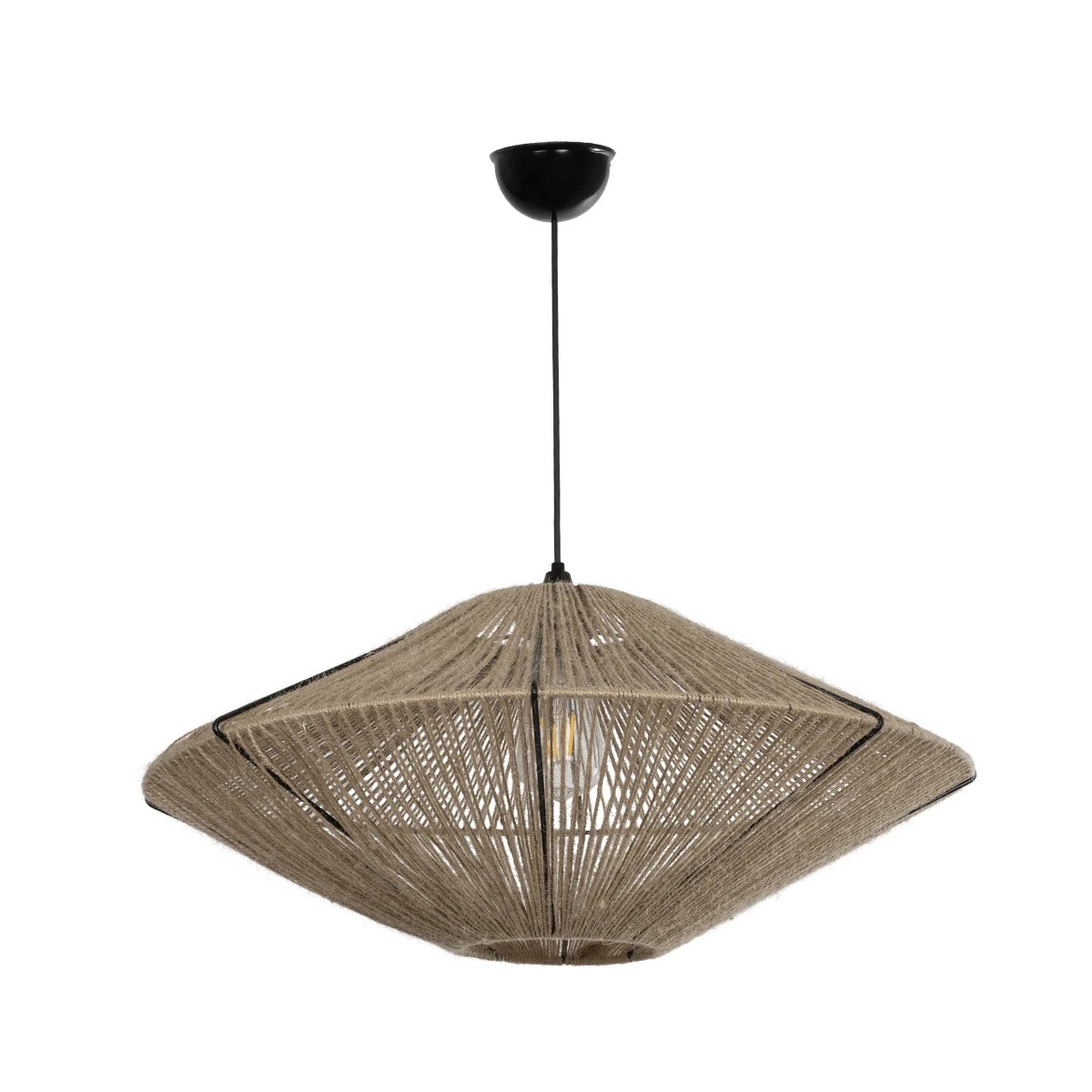 GLOBOSTAR® OVNI 205-0029 Boho Κρεμαστό Φωτιστικό Οροφής με Ντουί 1 x E27 AC 220-240V IP20 - Μπεζ - M60 x Π60 x Υ29cm - Image 3