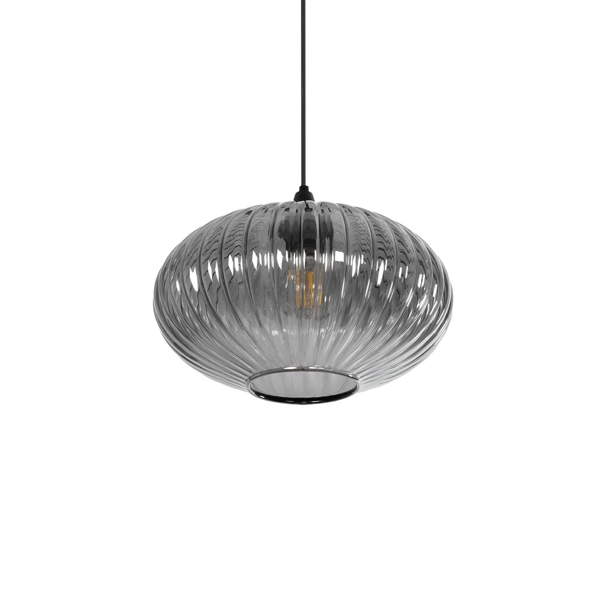 GLOBOSTAR® PERA 206-0010 Μοντέρνο Κρεμαστό Φωτιστικό Οροφής με Ντουί 1 x E27 AC 220-240V IP20 - Μαύρο Φιμέ - Μ30 x Π30 x Υ22cm