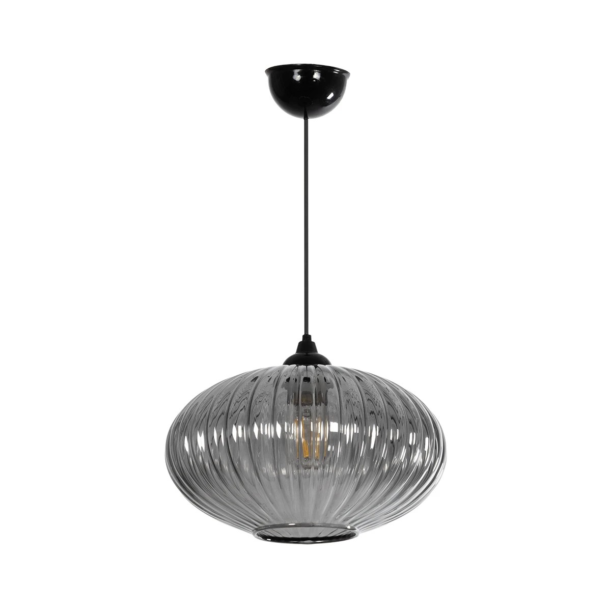 GLOBOSTAR® PERA 206-0010 Μοντέρνο Κρεμαστό Φωτιστικό Οροφής με Ντουί 1 x E27 AC 220-240V IP20 - Μαύρο Φιμέ - Μ30 x Π30 x Υ22cm - Image 3