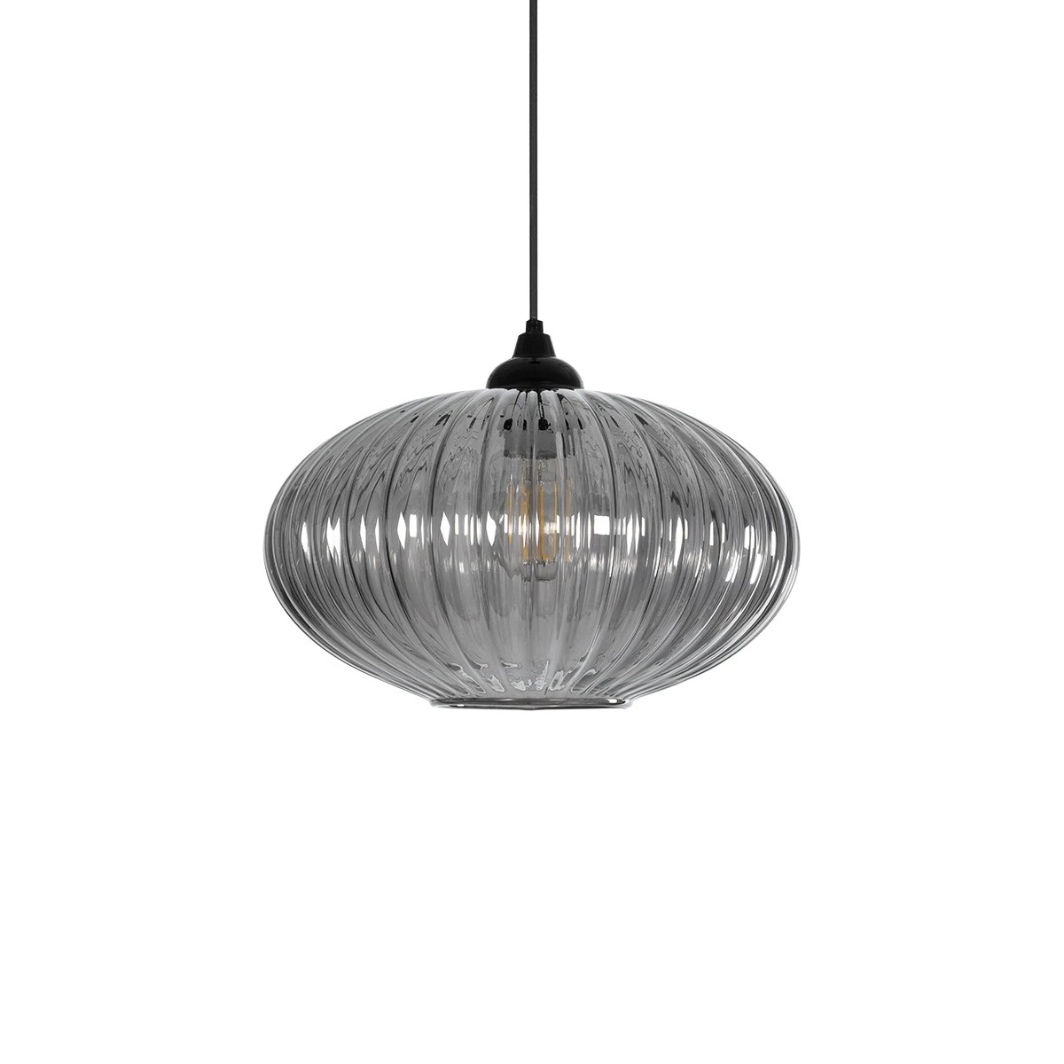 GLOBOSTAR® PERA 206-0010 Μοντέρνο Κρεμαστό Φωτιστικό Οροφής με Ντουί 1 x E27 AC 220-240V IP20 - Μαύρο Φιμέ - Μ30 x Π30 x Υ22cm - Image 4