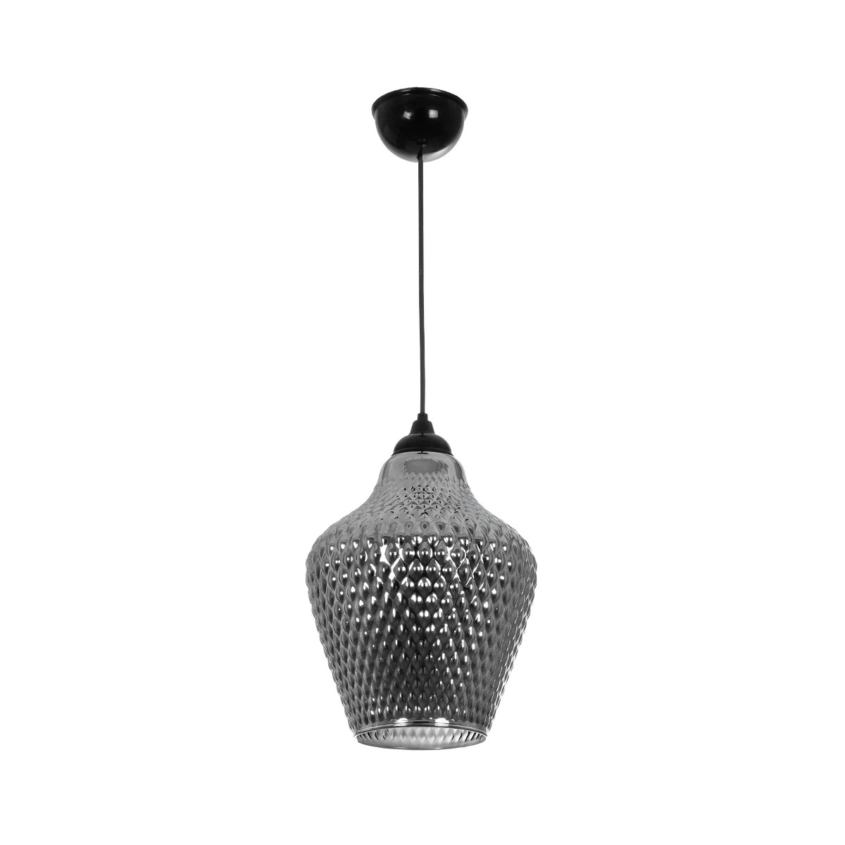 GLOBOSTAR® SKLO 206-0024 Μοντέρνο Κρεμαστό Φωτιστικό Οροφής με Ντουί 1 x E27 AC 220-240V IP20 - Μαύρο Φιμέ - Μ22 x Π22 x Υ31cm - Image 3