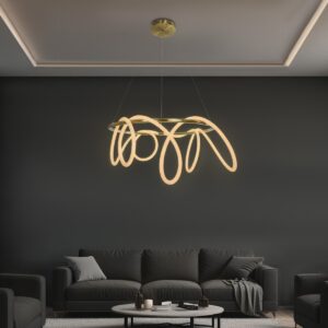 kelvo® GLOW KLV-101-0164 Κρεμαστό Φωτιστικό Οροφής LED 69W 6900lm 360° AC 220-240V IP20 Ρυθμιζόμενο Λευκό CCT με Χειριστήριο από 2700K έως 6000K Dimmable - Lumileds SMD Chip - Χρυσό Πλατίνα - Μ100 x Π100 x Υ40cm - 3 Χρόνια Εγγύηση