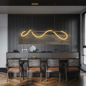 kelvo® GLOW KLV-101-0166 Κρεμαστό Φωτιστικό Οροφής LED 34W 3400lm 360° AC 220-240V IP20 Ρυθμιζόμενο Λευκό CCT με Χειριστήριο από 2700K έως 6000K Dimmable - Lumileds SMD Chip - Χρυσό Πλατίνα - Μ140 x Π40 x Υ30cm - 3 Χρόνια Εγγύηση