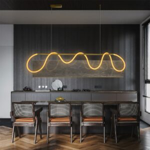 kelvo® GLOW KLV-101-0167 Κρεμαστό Φωτιστικό Οροφής LED 45W 4500lm 360° AC 220-240V IP20 Ρυθμιζόμενο Λευκό CCT με Χειριστήριο από 2700K έως 6000K Dimmable - Lumileds SMD Chip - Χρυσό Πλατίνα - Μ180 x Π30 x Υ40cm - 3 Χρόνια Εγγύηση