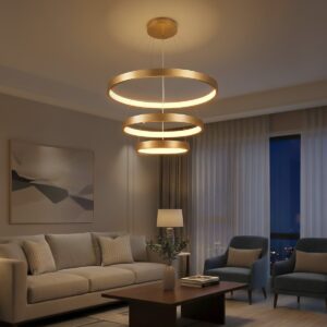 kelvo® NEMESIS KLV-101-0219 Κρεμαστό Φωτιστικό Οροφής LED 100W 10000lm 180° AC 220-240V IP20 Ρυθμιζόμενο Λευκό CCT με Χειριστήριο από 2700K έως 6000K Dimmable – Lumileds SMD Chip – Χρυσό Πλατίνα – Μ60 x Π60 x Υ60cm – 3 Χρόνια Εγγύηση