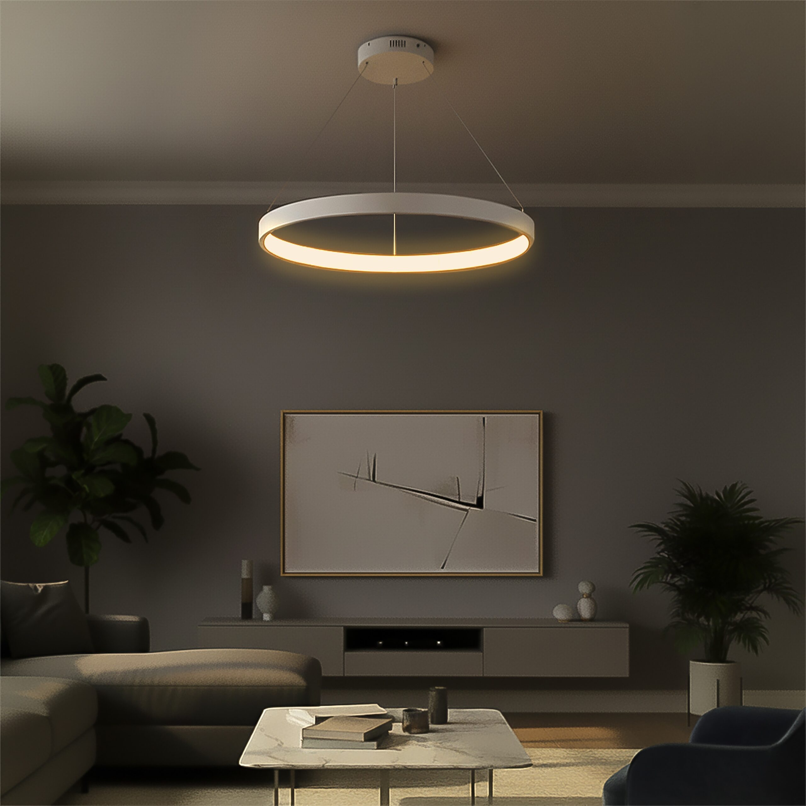 kelvo® NEMESIS KLV-101-0212 Κρεμαστό Φωτιστικό Οροφής LED 67W 6700lm 180° AC 220-240V IP20 Ρυθμιζόμενο Λευκό CCT με Χειριστήριο από 2700K έως 6000K Dimmable - Lumileds SMD Chip - Λευκό Ματ - Μ80 x Π80 x Υ4cm - 3 Χρόνια Εγγύηση