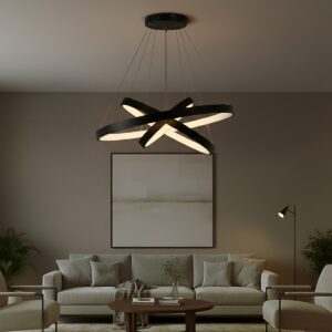 kelvo® NEMESIS KLV-101-0220-V2 Κρεμαστό Φωτιστικό Οροφής LED 120W 12000lm 180° AC 220-240V IP20 Ρυθμιζόμενο Λευκό CCT με Χειριστήριο από 2700K έως 6000K Dimmable - Lumileds SMD Chip - Μαύρο Ματ - Μ80 x Π80 x Υ80cm - 3 Χρόνια Εγγύηση