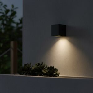 kelvo® BURANO KLV-101-0018 Φωτιστικό Τοίχου / Απλίκα για Λάμπα MR16 με Ντουί GU10 AC 220-240V Αδιάβροχο IP65 – Μαύρο Ματ – Μ8 x Π8 x Υ7cm