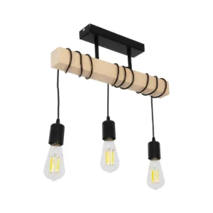 GLOBOSTAR® LUCITA 201-0031 Vintage Φωτιστικό Οροφής με Ντουί 3 x E27 AC 220-240V IP20 – Μαύρο & Μπεζ – Μ50 x Π27 x Υ112cm