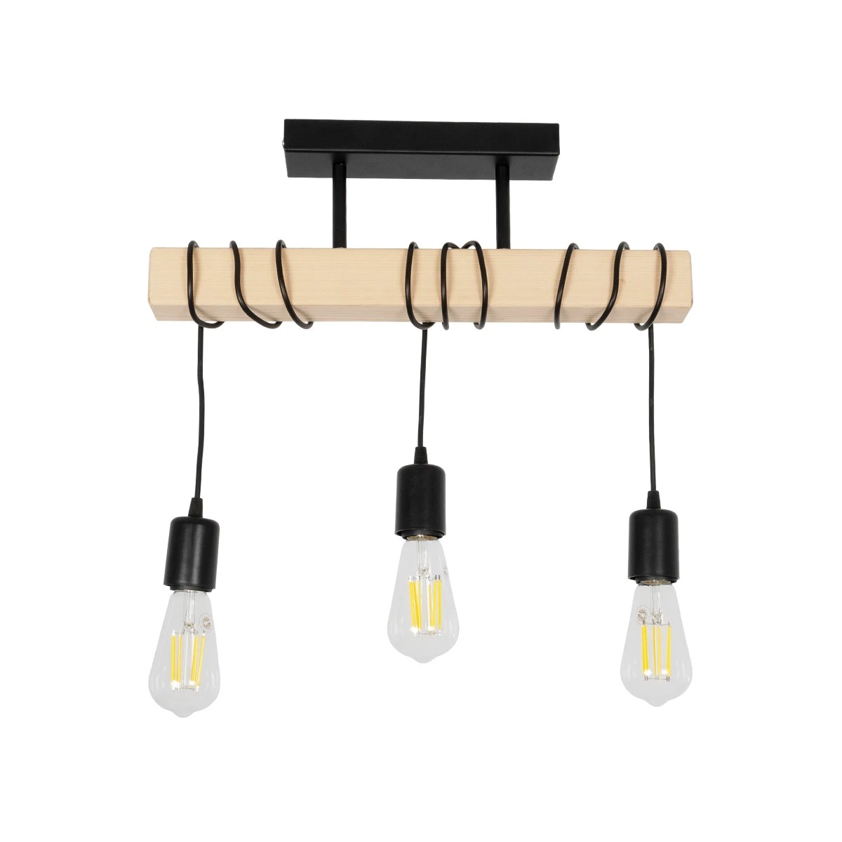 GLOBOSTAR® LUCITA 201-0031 Vintage Φωτιστικό Οροφής με Ντουί 3 x E27 AC 220-240V IP20 - Μαύρο & Μπεζ - Μ50 x Π27 x Υ112cm - Image 2