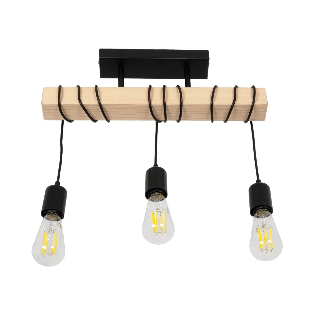 GLOBOSTAR® LUCITA 201-0031 Vintage Φωτιστικό Οροφής με Ντουί 3 x E27 AC 220-240V IP20 - Μαύρο & Μπεζ - Μ50 x Π27 x Υ112cm - Image 3