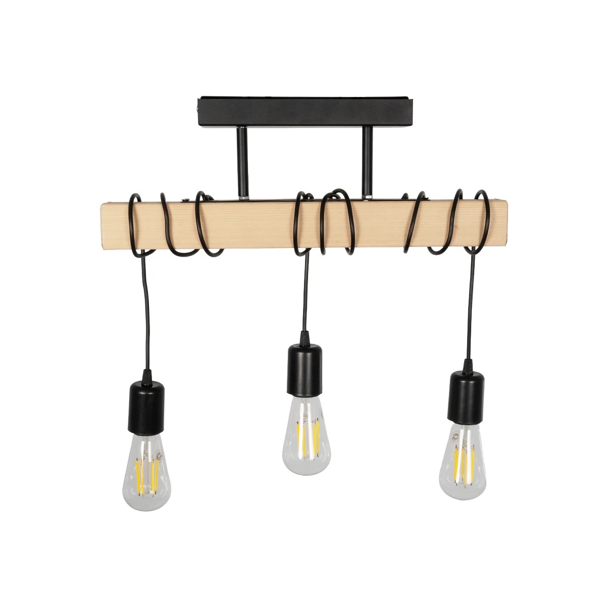 GLOBOSTAR® LUCITA 201-0031 Vintage Φωτιστικό Οροφής με Ντουί 3 x E27 AC 220-240V IP20 - Μαύρο & Μπεζ - Μ50 x Π27 x Υ112cm - Image 4