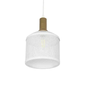 GLOBOSTAR® NETO 201-0129 Μοντέρνο Κρεμαστό Φωτιστικό Οροφής με Ντουί 1 x E27 AC 220-240V IP20 – Χρυσό & Λευκό – Μ18 x Π18 x Υ70cm