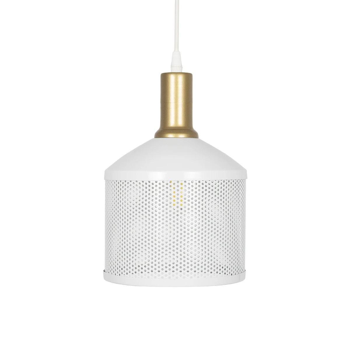 GLOBOSTAR® NETO 201-0129 Μοντέρνο Κρεμαστό Φωτιστικό Οροφής με Ντουί 1 x E27 AC 220-240V IP20 - Χρυσό & Λευκό - Μ18 x Π18 x Υ70cm - Image 3