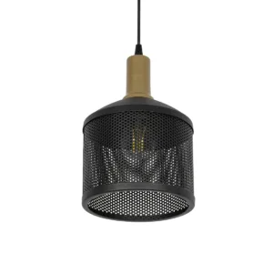 GLOBOSTAR® NETO 201-0130 Μοντέρνο Κρεμαστό Φωτιστικό Οροφής με Ντουί 1 x E27 AC 220-240V IP20 – Χρυσό & Μαύρο – Μ18 x Π18 x Υ70cm