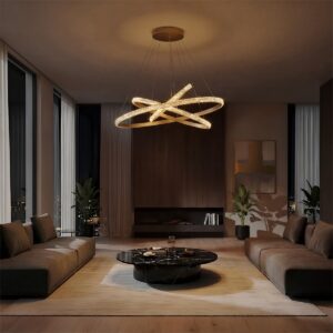 kelvo® DIAMOND KLV-101-0240-V2 Κρεμαστό Φωτιστικό Οροφής LED 120W 12000lm 180° AC 220-240V IP20 Ρυθμιζόμενο Λευκό CCT με Χειριστήριο από 2700K έως 6000K Dimmable – Lumileds SMD Chip – Χρυσό Πλατίνα – Μ80 x Π80 x Υ80cm – 3 Χρόνια Εγγύηση