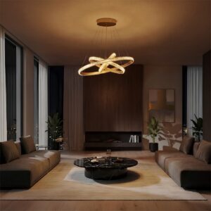 kelvo® DIAMOND KLV-101-0238-V2 Κρεμαστό Φωτιστικό Οροφής LED 100W 10000lm 180° AC 220-240V IP20 Ρυθμιζόμενο Λευκό CCT με Χειριστήριο από 2700K έως 6000K Dimmable – Lumileds SMD Chip – Χρυσό Πλατίνα – Μ60 x Π60 x Υ60cm – 3 Χρόνια Εγγύηση