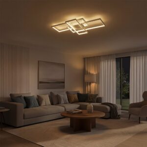 kelvo® QUADRA KLV-101-0294 Φωτιστικό Οροφής LED 100W 10000lm 120° AC 220-240V IP20 Ρυθμιζόμενο Λευκό CCT με Χειριστήριο από 2700K έως 6000K Dimmable – Lumileds SMD Chip – Λευκό Ματ – Μ85 x Π45 x Υ9cm – 3 Χρόνια Εγγύηση