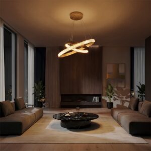 kelvo® DIAMOND KLV-101-0236-V2 Κρεμαστό Φωτιστικό Οροφής LED 75W 7500lm 360° AC 220-240V IP20 Ρυθμιζόμενο Λευκό CCT με Χειριστήριο από 2700K έως 6000K Dimmable – Lumileds SMD Chip – Χρυσό Πλατίνα – Μ60 x Π60 x Υ40cm – 3 Χρόνια Εγγύηση