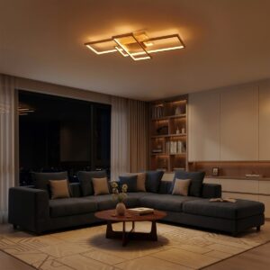 kelvo® QUADRA KLV-101-0295 Φωτιστικό Οροφής LED 100W 10000lm 120° AC 220-240V IP20 Ρυθμιζόμενο Λευκό CCT με Χειριστήριο από 2700K έως 6000K Dimmable – Lumileds SMD Chip – Σαμπανιζέ Χρυσό Ματ – Μ85 x Π45 x Υ9cm – 3 Χρόνια Εγγύηση