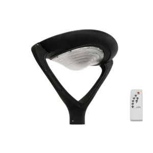 GLOBOSTAR® SQUARE 90507 Φωτιστικό Στύλου/Κολώνας Πλατείας/Πάρκου/Κήπου με Ασύρματο Χειριστήριο LED 20W 800lm 120° Ενσωματωμένο Φωτοβολταϊκό Panel 6V 20W & Επαναφορτιζόμενη Μπαταρία Li-ion 3.2V 20000mAh με Αισθητήρα Κίνησης-Ημέρας-Νύχτας Αδιάβροχο IP65 Θερμό Λευκό 2700K - Μαύρο- Μ60 x Π47 x Υ48cm - 2 Χρόνια Εγγύηση