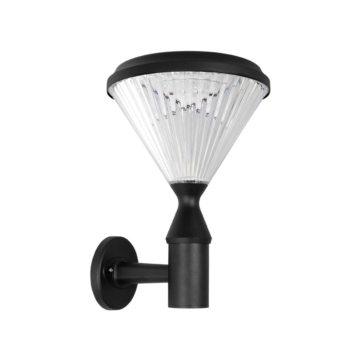 GLOBOSTAR® SOLARTIS 90527 Μοντέρνο Φωτιστικό Τοίχου - Απλίκα LED 10W 1000lm 180° με Ενσωματωμένο Φωτοβολταϊκό Panel 6V 5W & Επαναφορτιζόμενη Μπαταρία Li-ion 3.2V 6000mAh με Αισθητήρα Ημέρας-Νύχτας Αδιάβροχο IP65 Ψυχρό Λευκό 6000K - Sanan SMD Chip - Μαύρο - Μ26.5 x Π30 x Υ40cm - 2 Χρόνια Εγγύηση