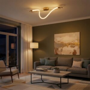 kelvo® GLOW KLV-101-0169-V2 Φωτιστικό Οροφής LED 18W 1800lm 360° AC 220-240V IP20 Ρυθμιζόμενο Λευκό CCT με On/Off 2700K/4500K/6000K – Lumileds SMD Chip – Χρυσό Πλατίνα – Μ30 x Π15 x Υ70cm – 3 Χρόνια Εγγύηση