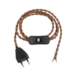 GLOBOSTAR® WHIP 77673 Μοντέρνο DIY Πλεκτό Καλώδιο με Διακόπτη On/Off AC 220-240V IP20 – Καφέ & Μαύρο – Μ150 x Π2.7 x Υ1.9cm