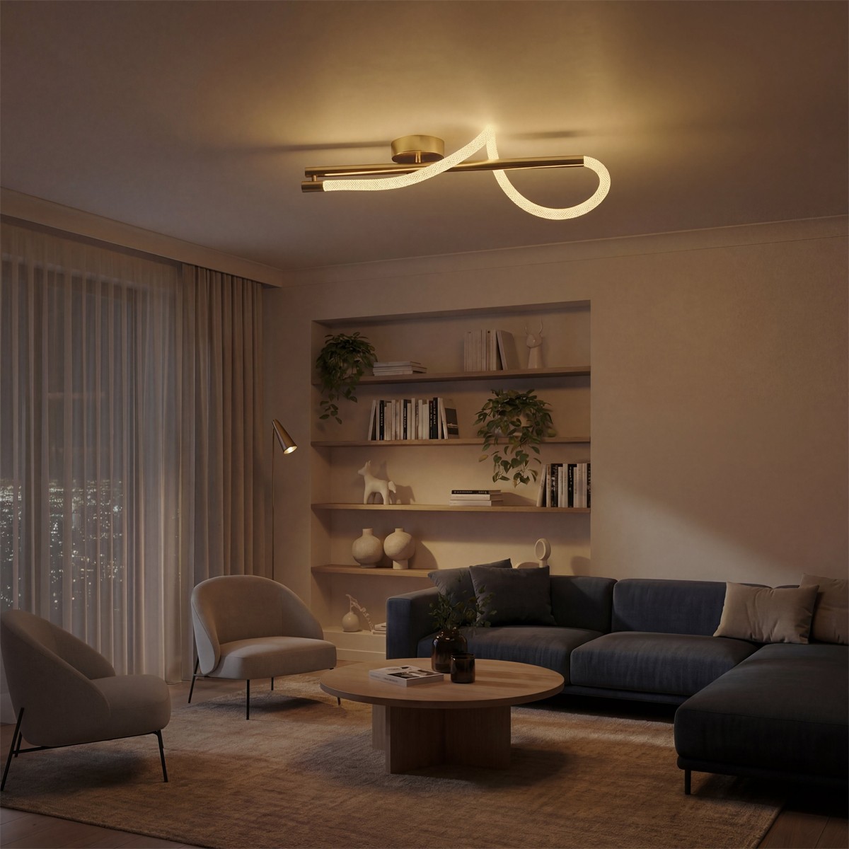 kelvo® GLOW KLV-101-0168-V2 Φωτιστικό Οροφής LED 24W 2400lm 360° AC 220-240V IP20 Ρυθμιζόμενο Λευκό CCT με On/Off 2700K/4500K/6000K - Lumileds SMD Chip - Χρυσό Πλατίνα - Μ30 x Π15 x Υ70cm - 3 Χρόνια Εγγύηση