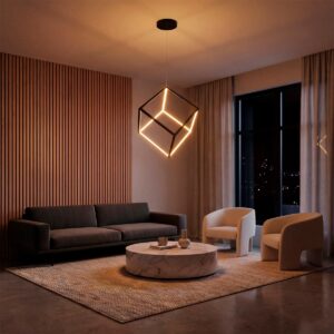 kelvo® KIBOO KLV-101-0261 Κρεμαστό Φωτιστικό Οροφής LED 36W 3600lm 360° AC 220-240V IP20 Ρυθμιζόμενο Λευκό CCT με Χειριστήριο από 2700K έως 6000K Dimmable – Lumileds SMD Chip – Μαύρο Ματ – Μ40 x Π40 x Υ40cm – 3 Χρόνια Εγγύηση