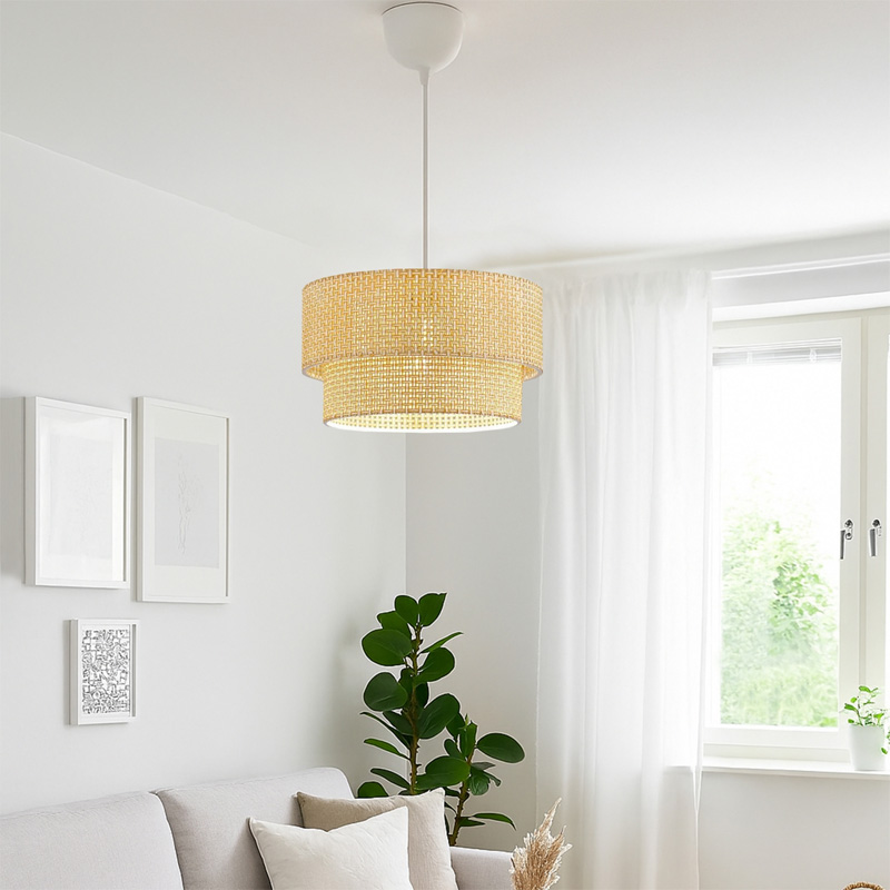 Φωτιστικό οροφής Sora Megapap E27 ύφασμα PVC μονόφωτο χρώμα μπεζ Ø30x70εκ. - Image 2