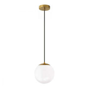 Φωτιστικό οροφής Lumi Megapap E27 γυάλινο μονόφωτο χρώμα χρυσό - λευκό Ø15x120εκ.